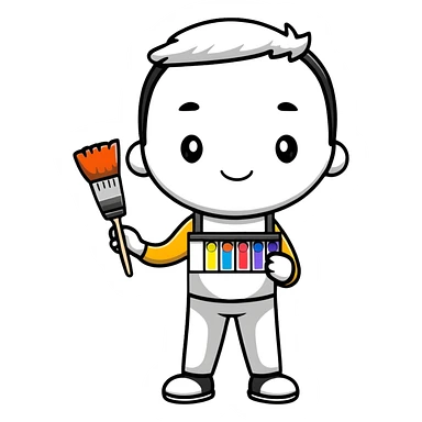 artist with palette and paintbrushes sticker