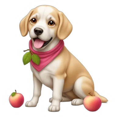 chien rose avec une pomme  sticker