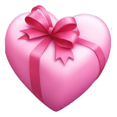 A puffy pink heart with a gift bow on it and snow sticker