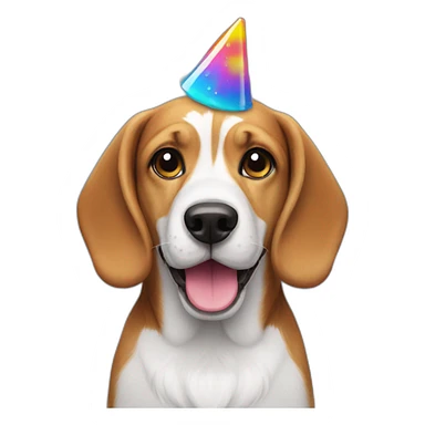 dancing long hair beagle with a party hat sticker