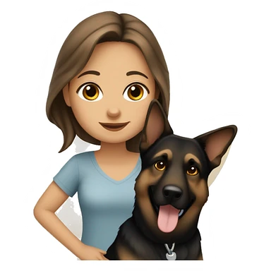 Brown hair girl with German shepherd dog by ocean  sticker