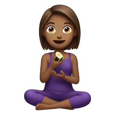 Brown hair Girl eating eggplant sticker