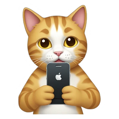cat holding iphone sticker