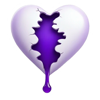 White heart cracked open leaking purple liquid sticker