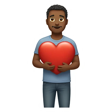 Father holds big heart sticker