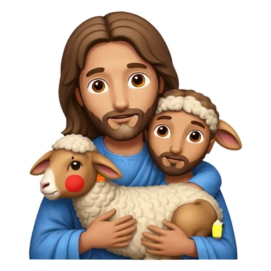 jesus hugging sheep sticker