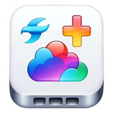 Mobile application icon with colorful app logo sticker