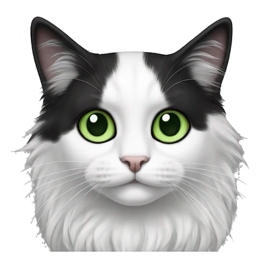 black and white cat long haired green eyes sticker