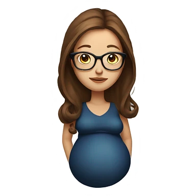 Pregnant White woman with long brown hair and glasses sticker