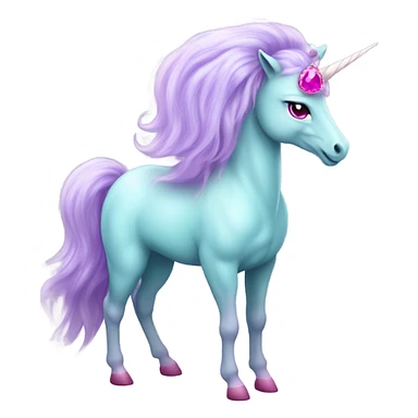 Pale lavender unicorn with bright pink hair and turquoise eyes with gemstone hooves  sticker