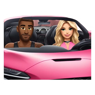 Photo of Victoria secret model driving in a sports car with a tattooed male model  sticker