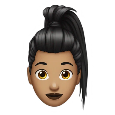 Punk ponytail black with bangs hair sticker