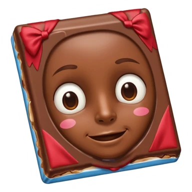 A chocolate with a tie and facial features sticker