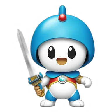 doraemon with weapon sticker