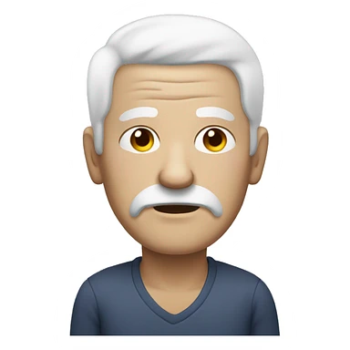 old man with white hair and no facial hair and sleepy round facw sticker