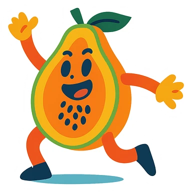 dancing papaya with energetic dance pose, fun and playful sticker