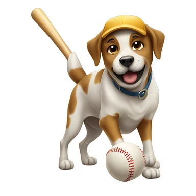Dog playing baseball sticker