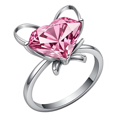 A pink diamond ring in a bow shape, similar to the reference image sticker