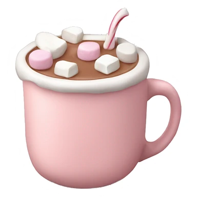 Light Pink mug of hot chocolate with marshmallows  sticker