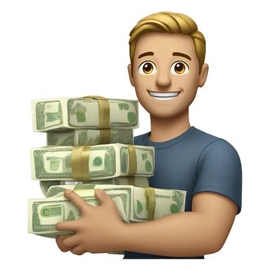 Happy Man with lots of money sticker
