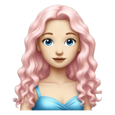 Pale girl, pink long hair,blue eyes,shiny golden dress sticker