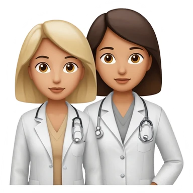 um medico usando jaleco e uma mulher usando colete cinza sticker