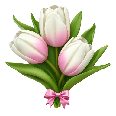bouquet of white tulips and some pink tulips with a bow around it sticker