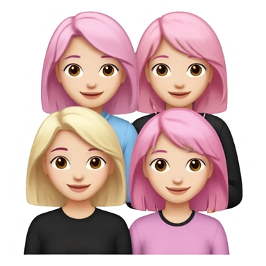 Girlfriend emoji - 5 white girlfriends, 1 with pale pink hair, 2 with black hair, 1 with medium blonde hair  sticker
