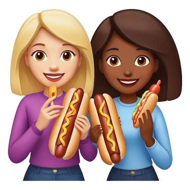 Women eating huge hot dog sticker