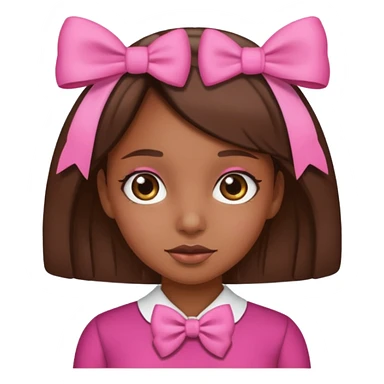 brown skin girl with a pink bow sticker