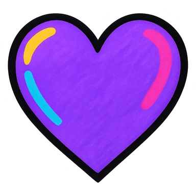 purple heart, bold and vibrant, pop colors style, no text sticker