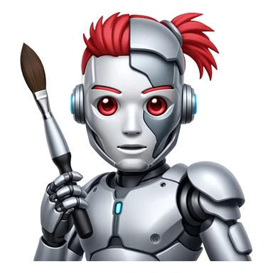 cyborg with brush sticker