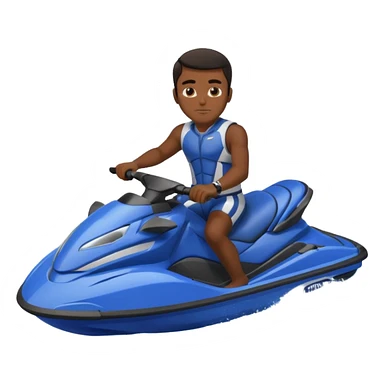 Dark male dark make on a blue jet ski no sunglasses sticker