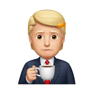 Trump with a coffee  sticker