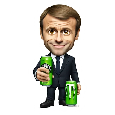 emmanuel macron drinking monster energy sticker