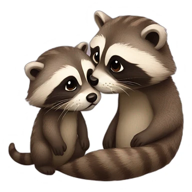 Racoon otter kissing sticker