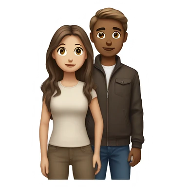 Long brown hair girl in love with a short lightbrown hair boy, who is a so little bit bold  sticker
