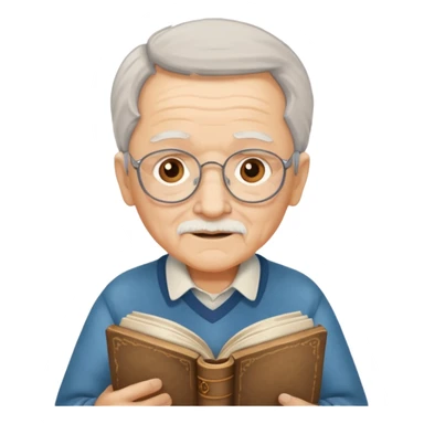 elderly holding book sticker