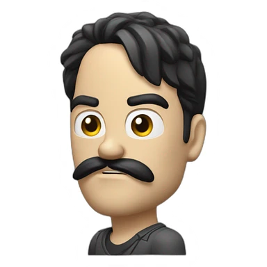 angry white man with split black hair and tiny black mustache pointing realistic toy pistol a sticker