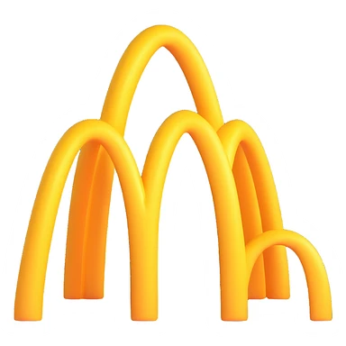 fake McDonald's logo with 3D effect, distorted arches, shiny and humorous sticker
