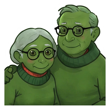 Old people couple sticker