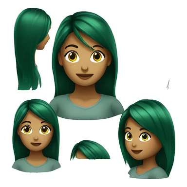Mulher cabelo escuro liso médio olhos verdes  sticker