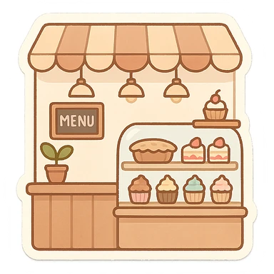 一个可爱的甜品店室内场景 sticker