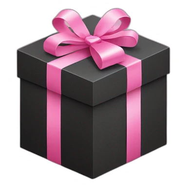 black gift box with pink ribbon, isometric sticker