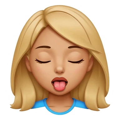 girl naked with eye close andtongue sticker