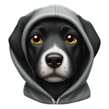Black Dog wearing a hoodie sticker