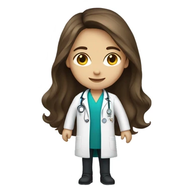 brunette with long hair and fair skin in doctor coat sticker