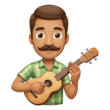 Man with mustache playing ukulele sticker