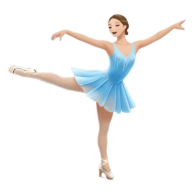 An icon showing a graceful figure skater performing a spin on the ice in a grand ice palace. The rink is illuminated by soft light beams, with cheering spectators in the stands. Snowflakes gently fall, adding to the magical atmosphere. Transparent background highlights elegance and artistry. sticker