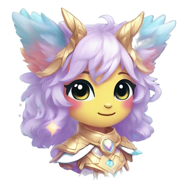 Cute Kawaii Chibi Anthro Sona Colorful Ethereal Pretty see Godly Celestial Shiny Fakemon Full Body sticker